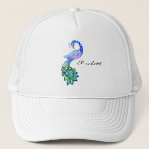 Casquette Aquarelle bleue de paon