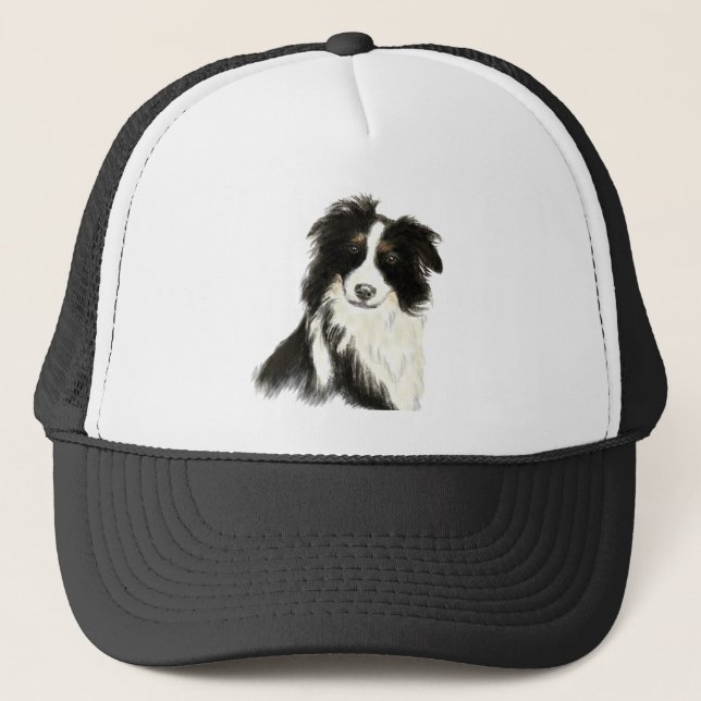 Casquette Aquarelle Bordure Collie Chien Animaux de compagni (Devant)