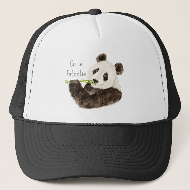 Casquette Aquarelle Cute Panda Bear Asiatique Cutie Patootie (Devant)