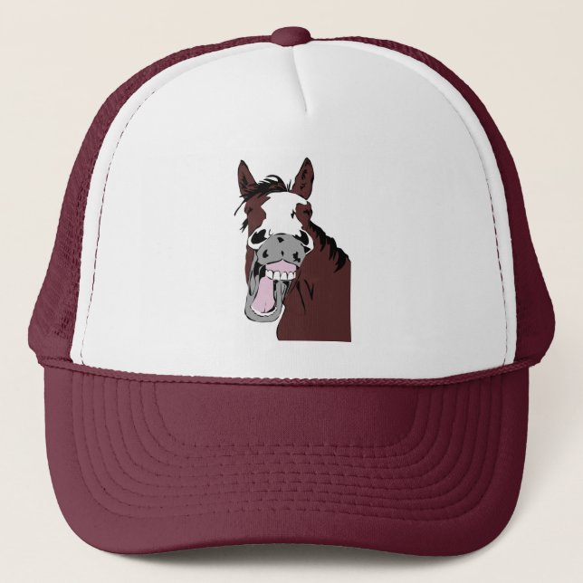 Casquette Aquarelle drôle Rire Cheval Ferme Animal (Devant)