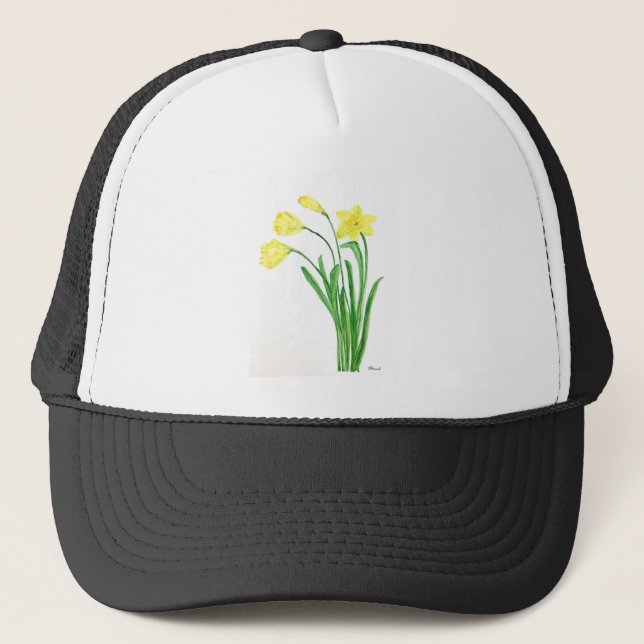 Casquette Aquarelle fleurie de printemps jaune jonquilles fl (Devant)
