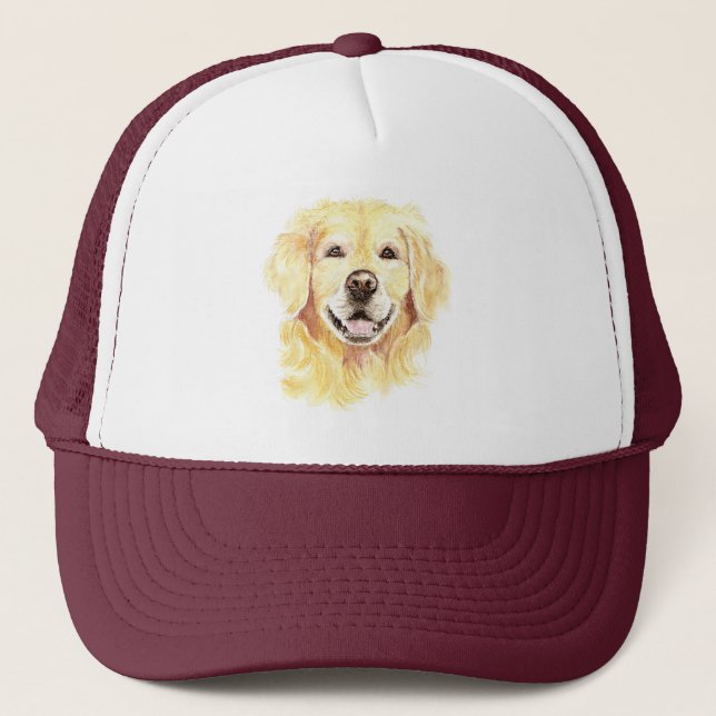 Casquette Aquarelle Golden Retriever Chien Animal Animal Art (Devant)