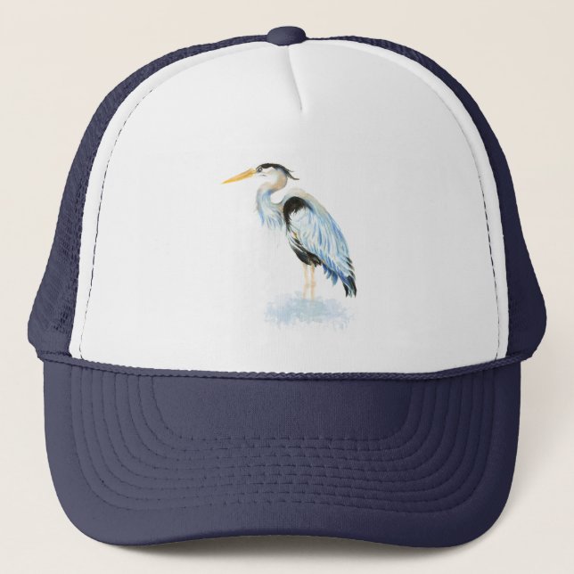 Casquette Aquarelle Great Blue Heron Bird Nature (Devant)