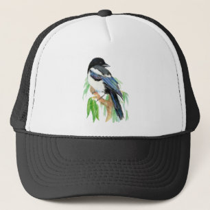 Casquette Aquarelle Magpie Jardin Oiseau Faune Nature Art