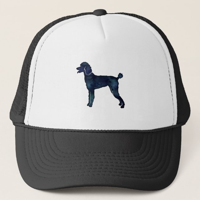 Casquette Aquarelle noire de caniche Silhouette (Devant)