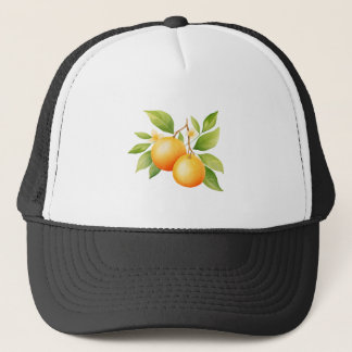 Casquette Aquarelle Orange Avec Fleur