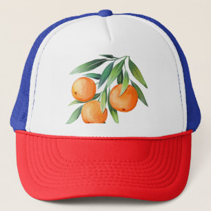 Casquette Aquarelle Orange Fruits : Branches Isolées.