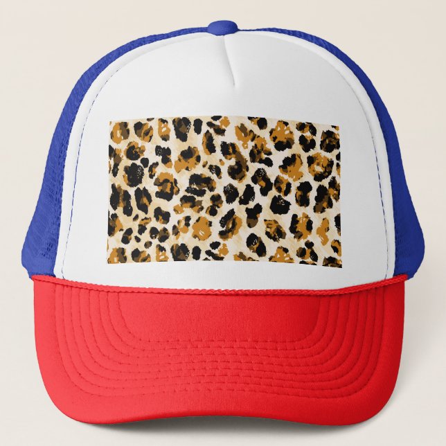 Casquette Aquarelle peau léopard, dégradé cravate-teint. (Devant)