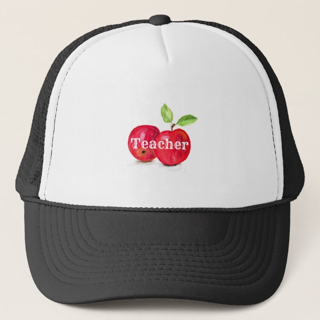 Casquette Aquarelle Pommes rouges Fruit de l'enseignement en (Devant)