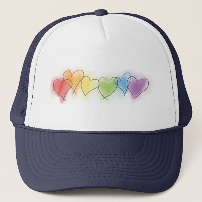 Casquette Aquarelle Rainbow Hearts (Devant)