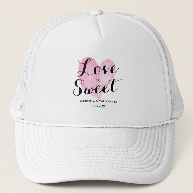 Casquette Aquarelle rose L'amour du coeur est un chapeau de  (Devant)
