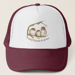 Casquette Aquarelle Sparrow Bird Famille pour toujours Citat