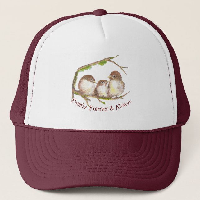 Casquette Aquarelle Sparrow Bird Famille pour toujours Citat (Devant)
