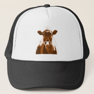 Casquette Aquarelle Vache Brown Ferme Animal Nature Art