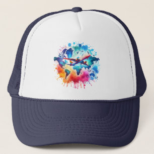 Casquette Aquarelle Voyageons dans le monde