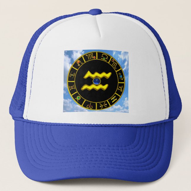 CASQUETTE AQUARIUS /GOLD ZODIAC BIJOU D'ANNIVERSAIRE (Devant)
