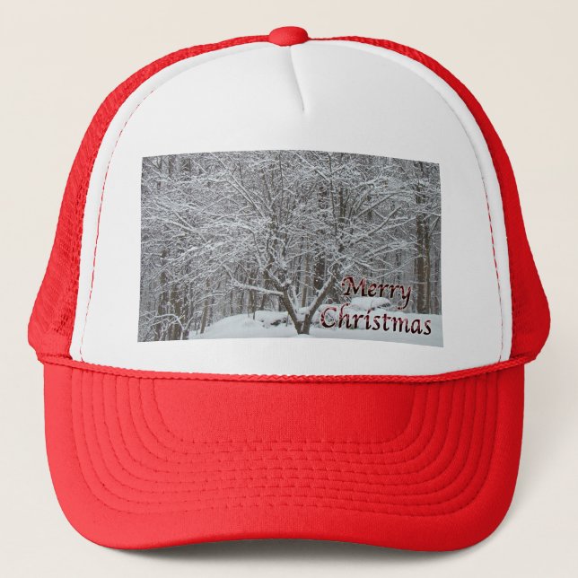 Casquette Arbre à bois de Noël en neige (Devant)