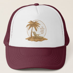 Casquette Arbre à palmier Gold Parties scintillant avec text