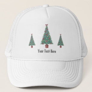 Casquette arbre avec décorations arcs rouges et cloches noël