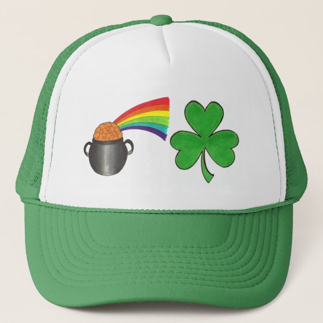 Casquette Arc-en-ciel de Shamrock d'or St. Patrick's Day (Devant)