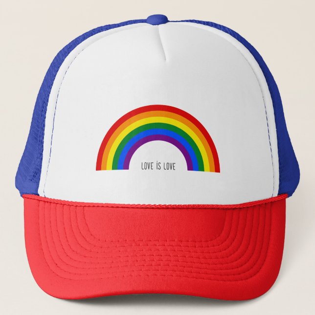 Casquette Arc-en-ciel gay pride. L'amour est l'amour. (Devant)