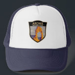 Casquette Arches Parc National Delicate Arc Vintage<br><div class="desc">Arche la conception d'oeuvres vectorielles. Le parc se trouve au nord de Moab dans l'État de l'Utah. Bordé par le fleuve Colorado,  dans le sud-est,  il est connu comme le site de plus de 2 000 arcs naturels en grès.</div>
