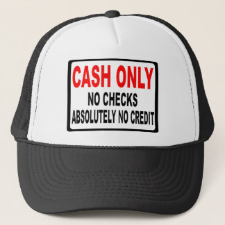 Casquette Argent liquide seulement aucun signe de contrôles
