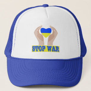 Casquette Arrêtez la guerre Le coeur du drapeau ukrainien en