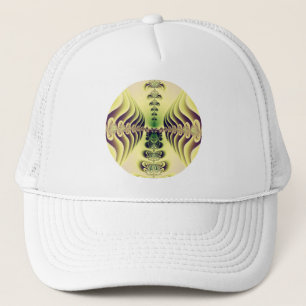 Casquette Art abstrait de symétrie fractale vert citron