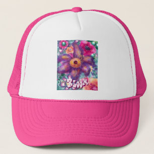 Casquette Art abstrait floral fantaisiste sarcelle personnal