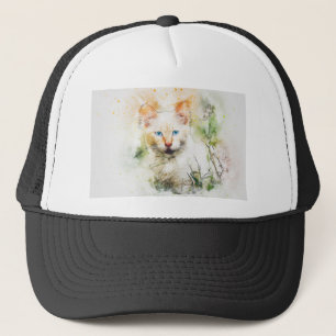 Casquette Art animal chat Abstraite aquarelle Vintage