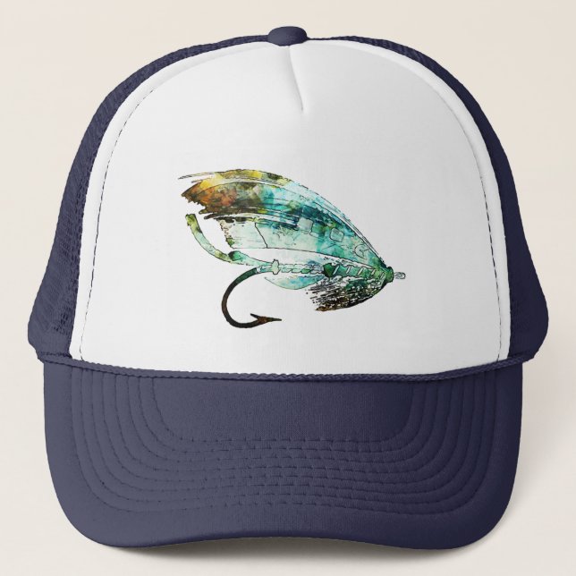 Casquette Art d'attrait de pêche de mouche d'aquarelle (Devant)