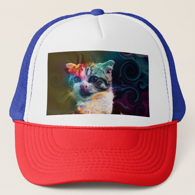 CASQUETTE ART DE CHAT COLORÉ TENDANCE DRÔLE (Devant)
