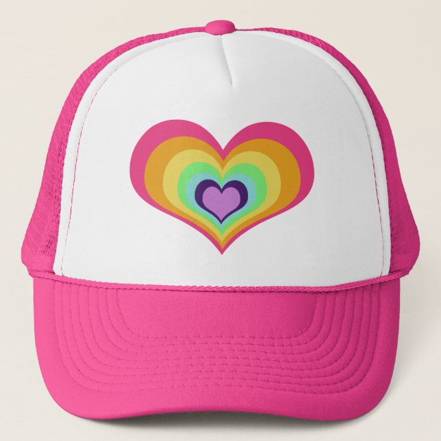 Casquette Art de coeurs d'arc-en-ciel (Devant)