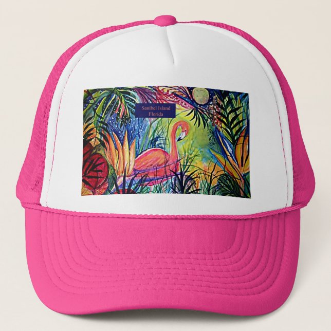 Casquette Art de Flamant rose d'île de Sanibel (Devant)