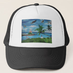 Casquette Art de la scène de plage tropicale