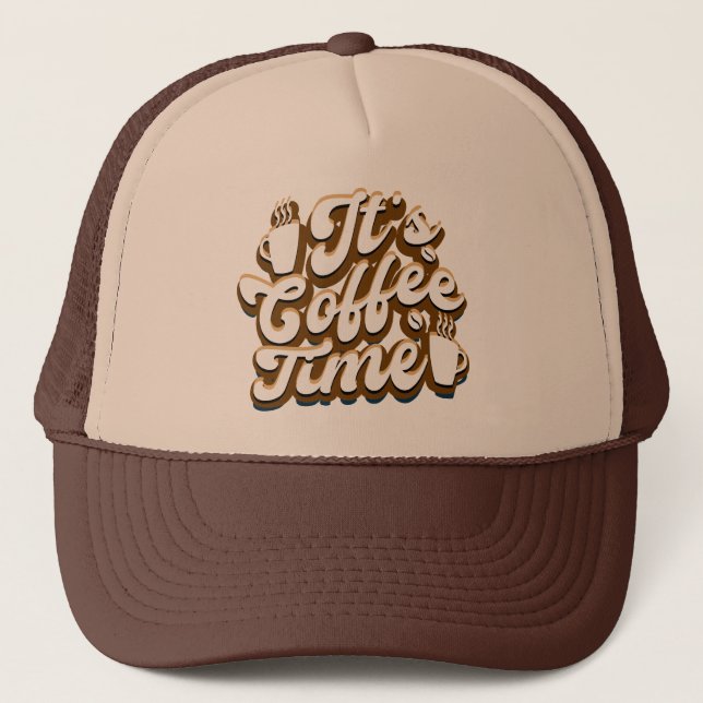 Casquette Art de mots de temps de café rétro (Devant)