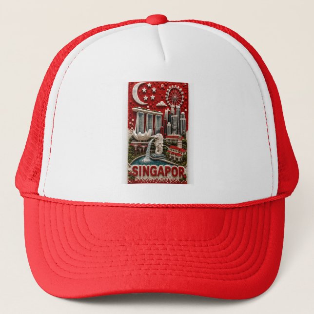 Casquette Art de point de repère vertical en micro mosaïque  (Devant)