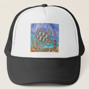 Casquette Art de tortue marine hippocampe psychédélique
