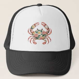 Casquette Art du crabe floral Design côtier