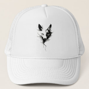 Casquette Art élégant du loup blanc à l'encre noire