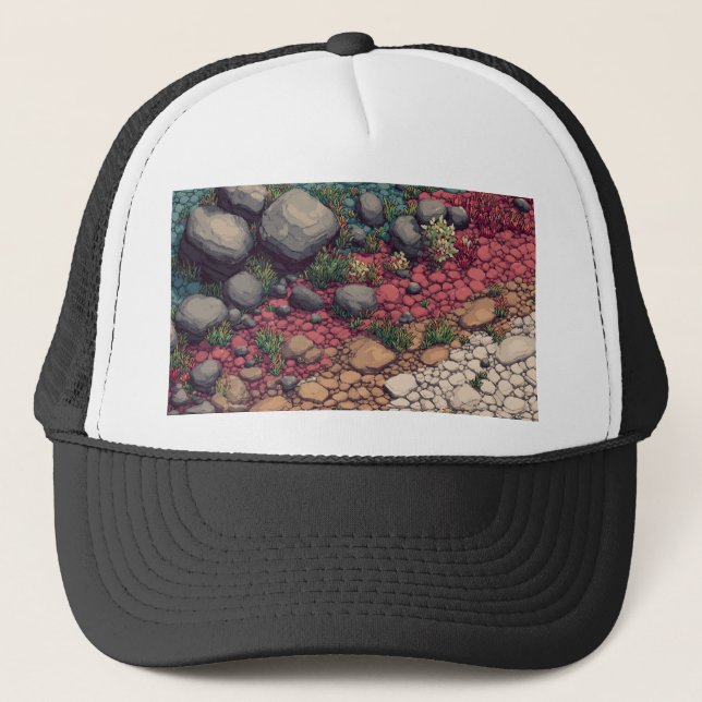 Casquette art pixelisé de chemin de galets (Devant)