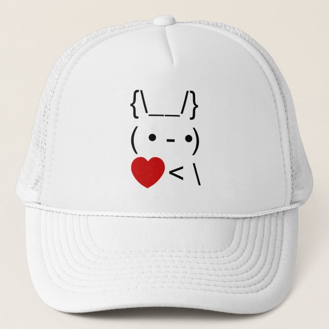 Casquette ASCII Texte Art Lapin Lapin Reprendre le coeur (Devant)