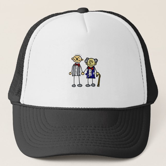 Casquette Asiatique blanc de vieux couples gais interraciaux (Devant)