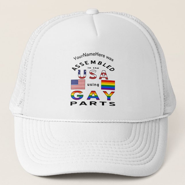 Casquette Assemblé aux États-Unis à l'aide de pièces gays pe (Devant)