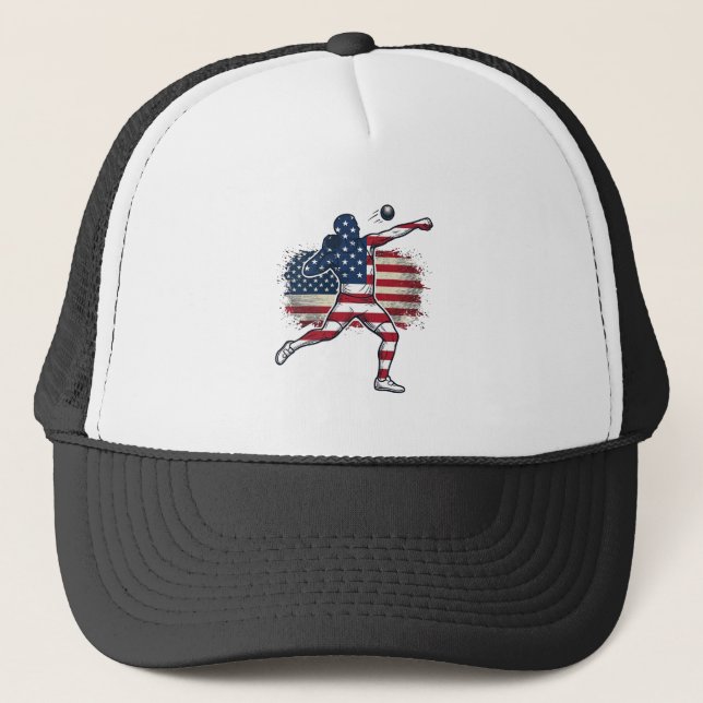 Casquette Athlète de lancer de poids patriotique Gravure vin (Devant)