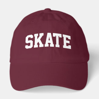 Casquette Athletic SKATE White Text Maroon Red Background