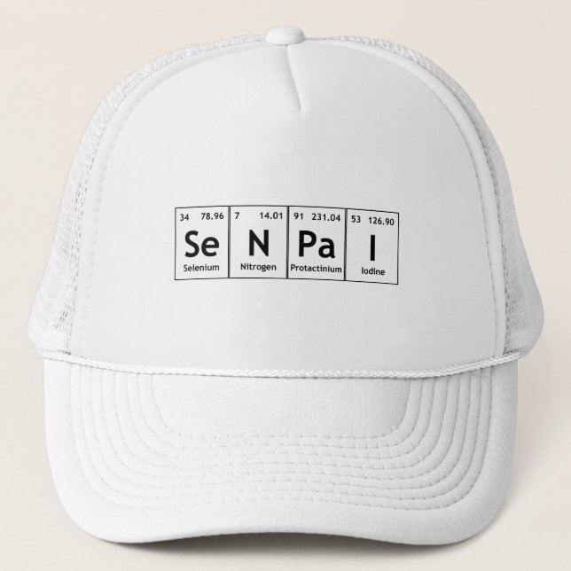 Casquette Atomes de chimie de mot d'élément de Tableau (Devant)