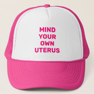 Casquette Attention à votre propre utérus rose chaud blanc m