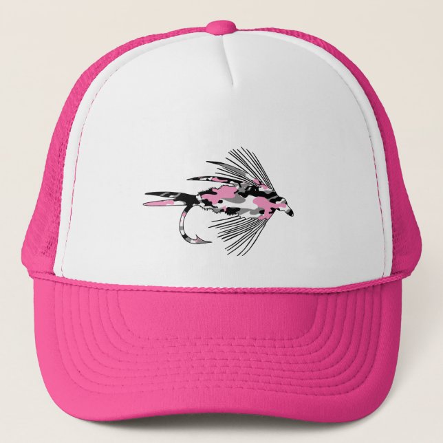 Casquette Attrait rose de pêche de mouche de Camo (Devant)